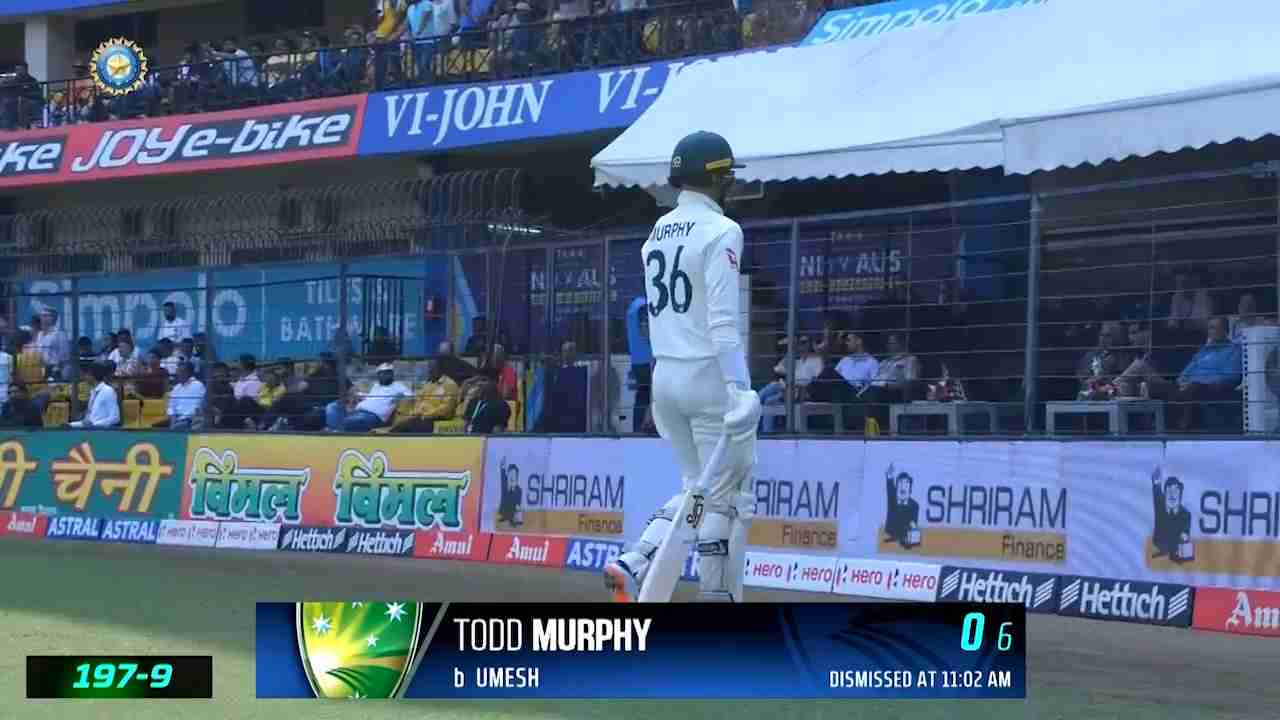 IND vs AUS 2023, 3RD Test Todd Murphy Wicket